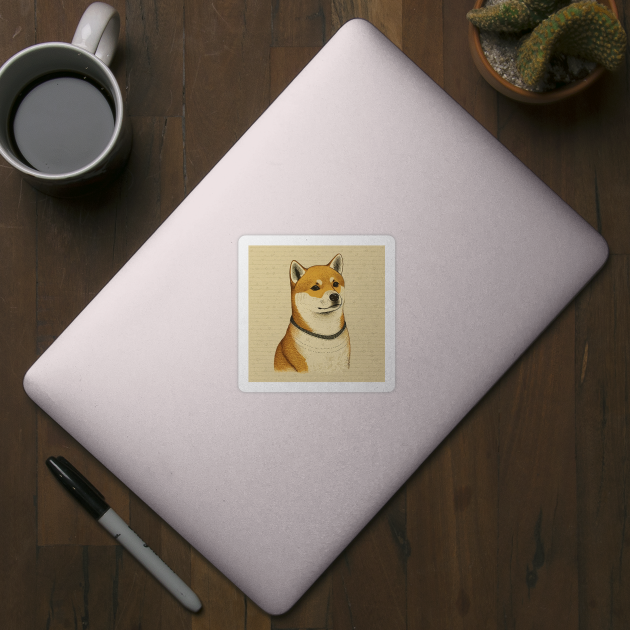 Shiba Inu Dog, Minimal Art by logiamerch